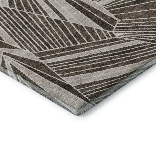 Brown And Beige Geometric Washable Area Rug With UV Protection Photo 8