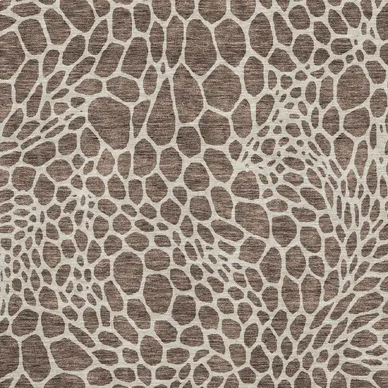 Brown And Beige Geometric Washable Area Rug With UV Protection Photo 3