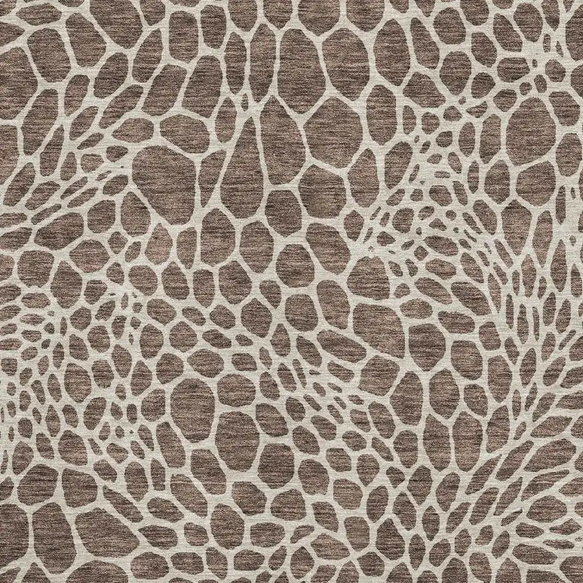 Brown And Beige Geometric Washable Area Rug With UV Protection Photo 3