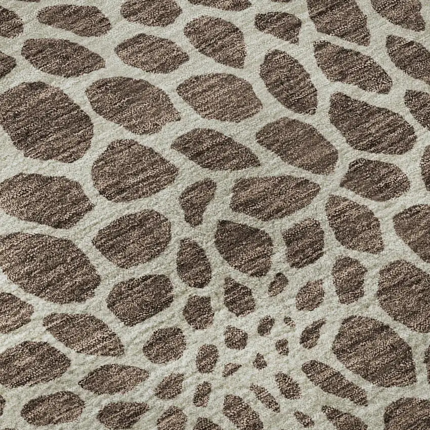 Brown And Beige Geometric Washable Area Rug With UV Protection Photo 8