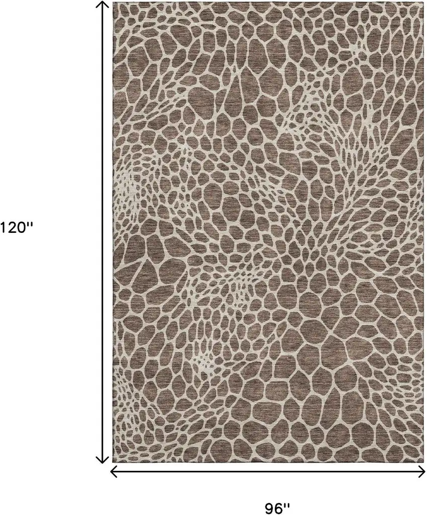 Brown And Beige Geometric Washable Area Rug With UV Protection Photo 3