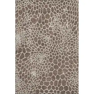 Photo of Brown And Beige Geometric Washable Area Rug With UV Protection