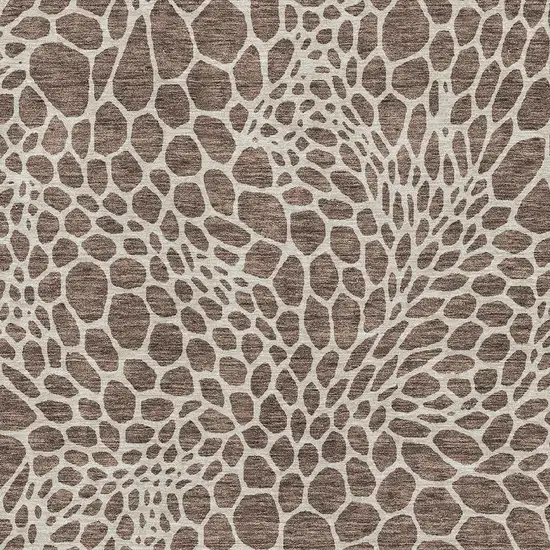 Brown And Beige Geometric Washable Area Rug With UV Protection Photo 3