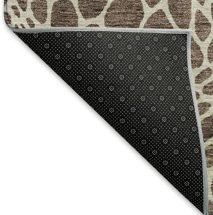 Brown And Beige Geometric Washable Area Rug With UV Protection Photo 7