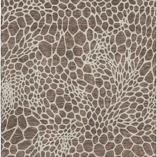 Brown And Beige Geometric Washable Area Rug With UV Protection Photo 4