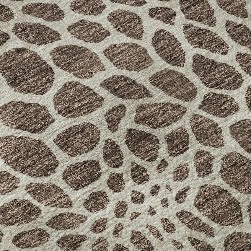 Brown And Beige Geometric Washable Area Rug With UV Protection Photo 9