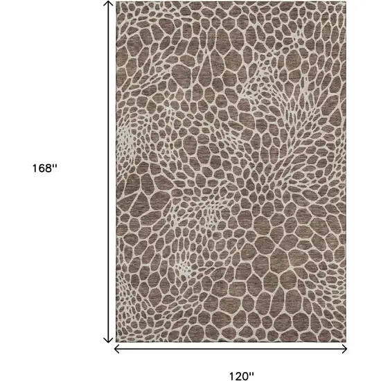 Brown And Beige Geometric Washable Area Rug With UV Protection Photo 3