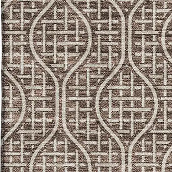 Brown And Beige Geometric Washable Area Rug With UV Protection Photo 2