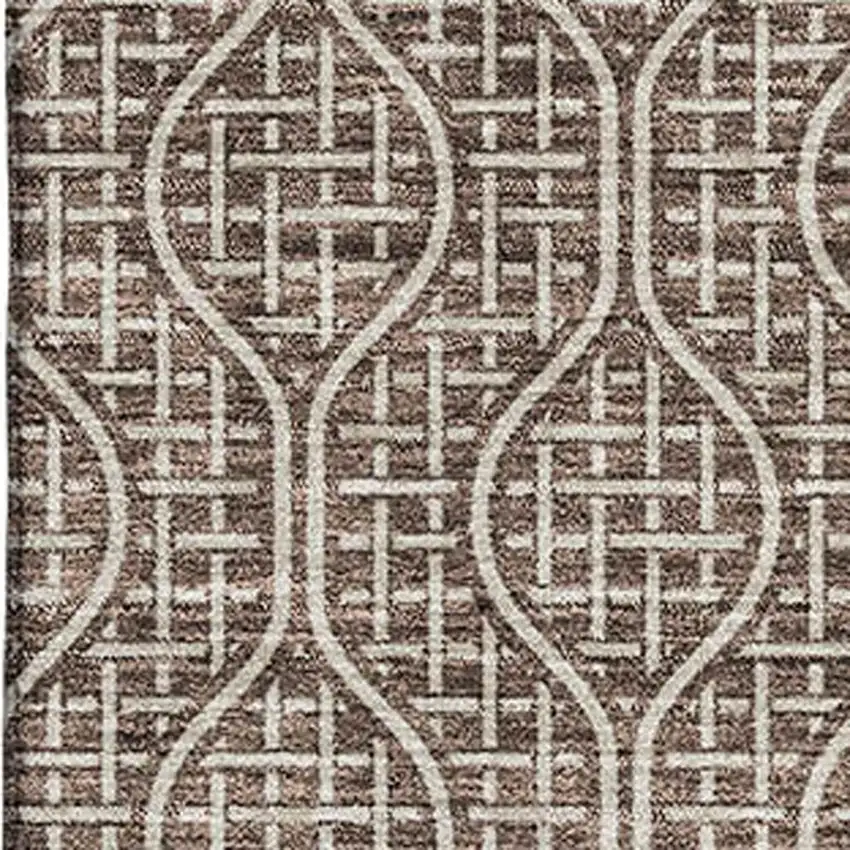 Brown And Beige Geometric Washable Area Rug With UV Protection Photo 2