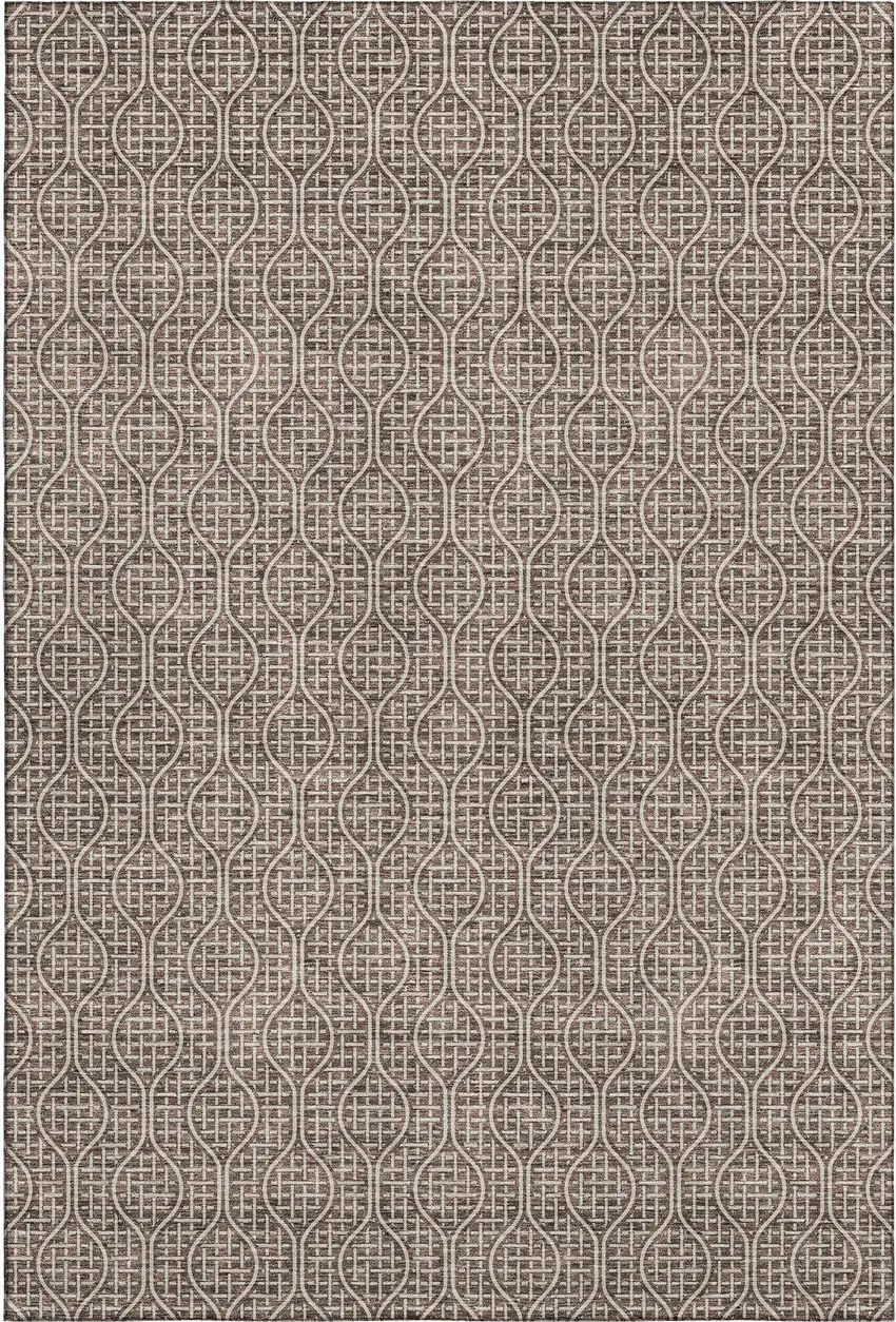 Brown And Beige Geometric Washable Area Rug With UV Protection Photo 1