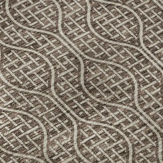 Brown And Beige Geometric Washable Area Rug With UV Protection Photo 9