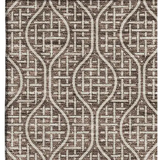 Brown And Beige Geometric Washable Area Rug With UV Protection Photo 3