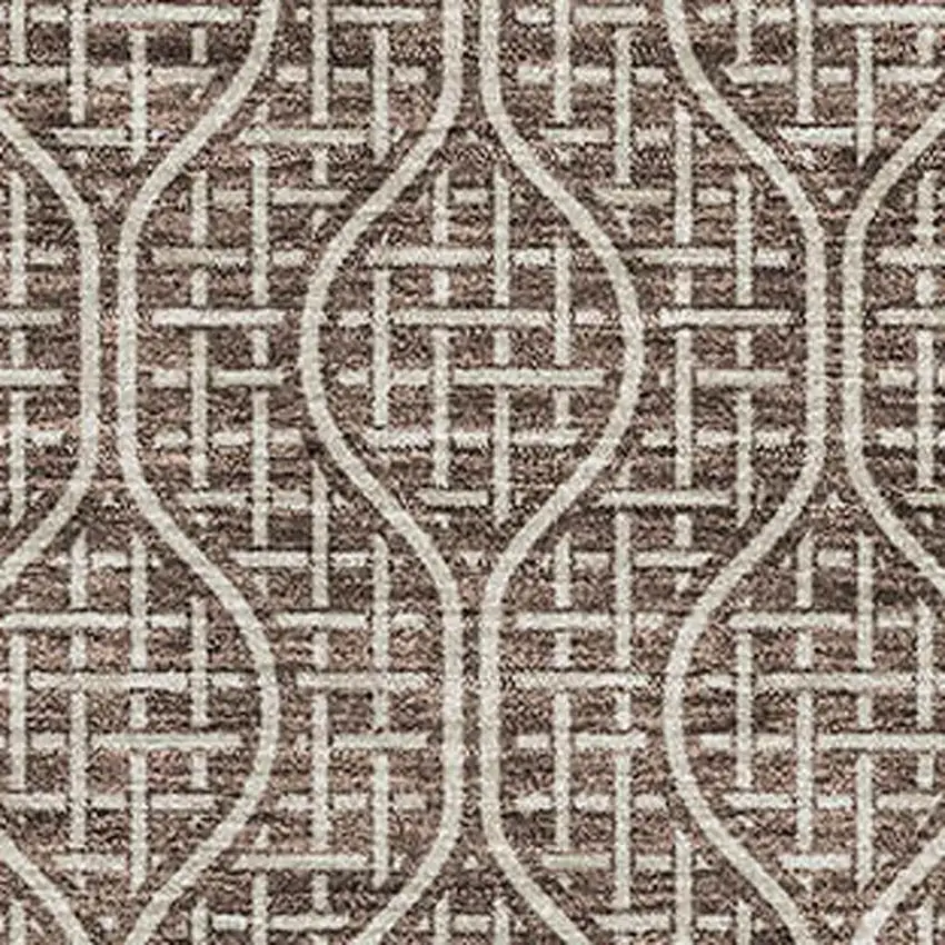 Brown And Beige Geometric Washable Area Rug With UV Protection Photo 2