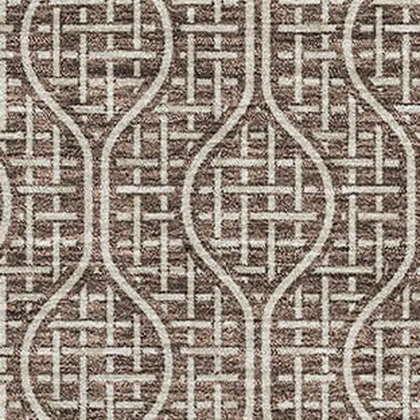 Brown And Beige Geometric Washable Area Rug With UV Protection Photo 2