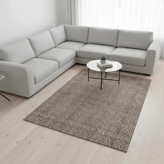 Brown And Beige Geometric Washable Area Rug With UV Protection Photo 2