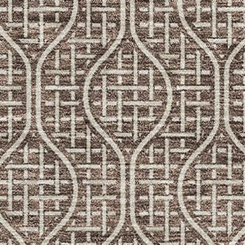 Brown And Beige Geometric Washable Area Rug With UV Protection Photo 2