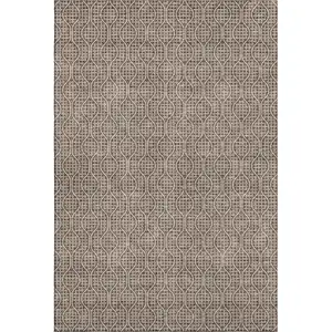 Photo of Brown And Beige Geometric Washable Area Rug With UV Protection