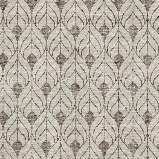 Brown And Beige Geometric Washable Area Rug With UV Protection Photo 2