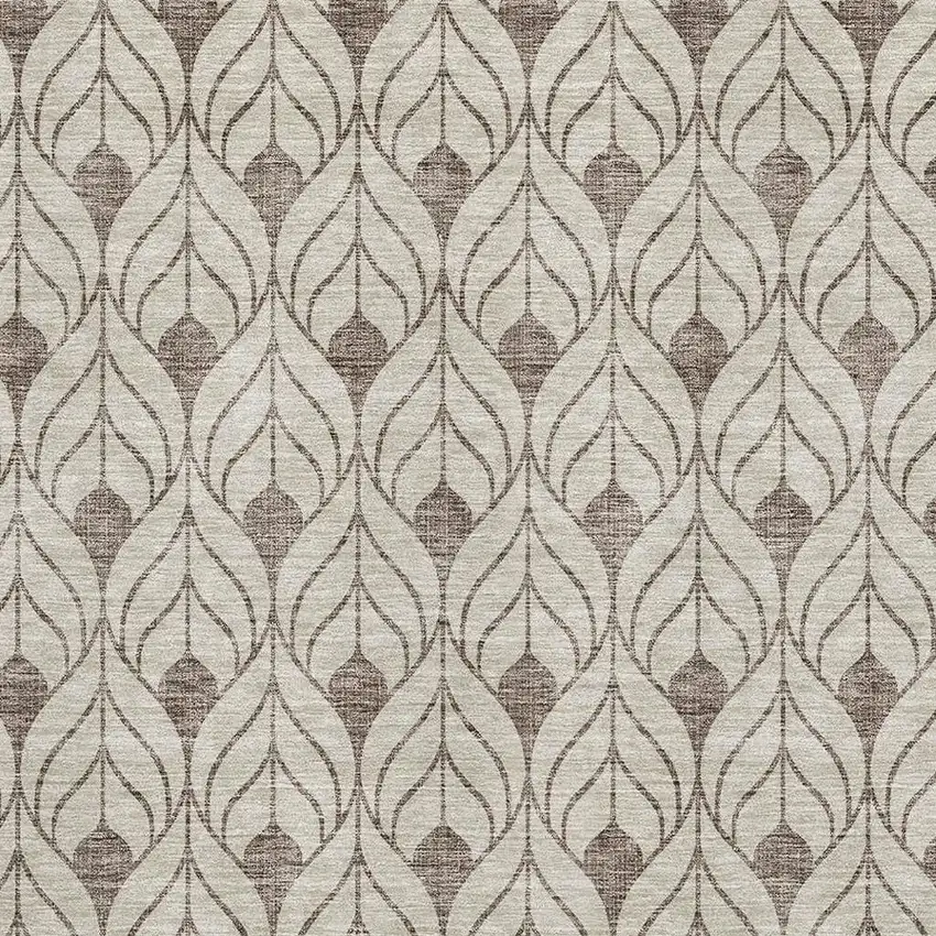 Brown And Beige Geometric Washable Area Rug With UV Protection Photo 2