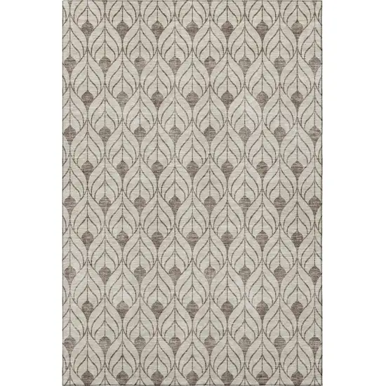 Brown And Beige Geometric Washable Area Rug With UV Protection Photo 3
