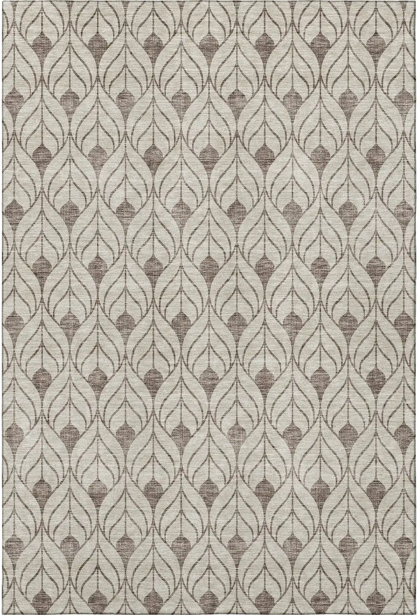 Brown And Beige Geometric Washable Area Rug With UV Protection Photo 3
