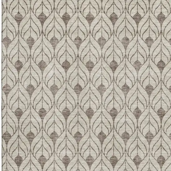 Brown And Beige Geometric Washable Area Rug With UV Protection Photo 2