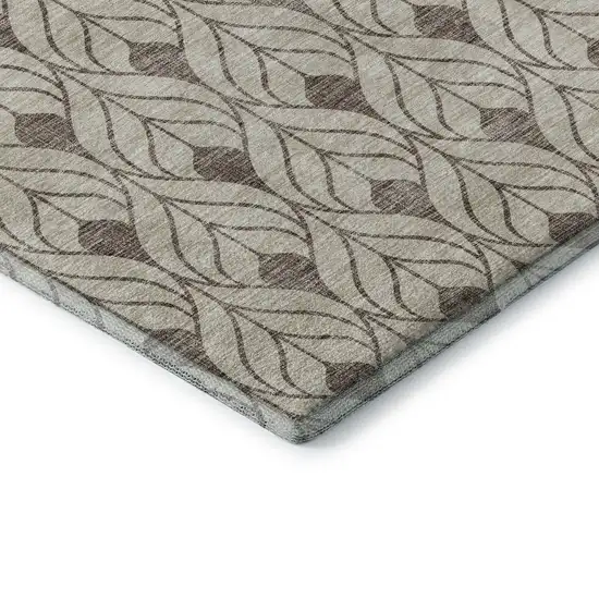 Brown And Beige Geometric Washable Area Rug With UV Protection Photo 7