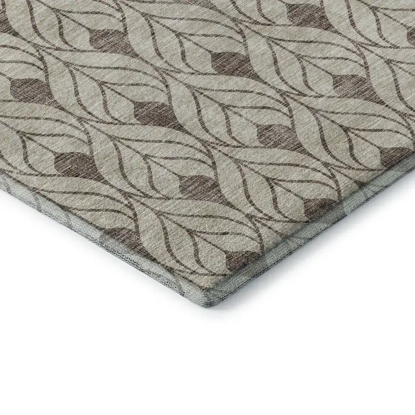 Brown And Beige Geometric Washable Area Rug With UV Protection Photo 7