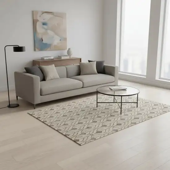 Brown And Beige Geometric Washable Area Rug With UV Protection Photo 2