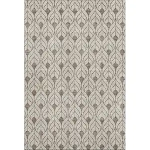 Photo of Brown And Beige Geometric Washable Area Rug With UV Protection