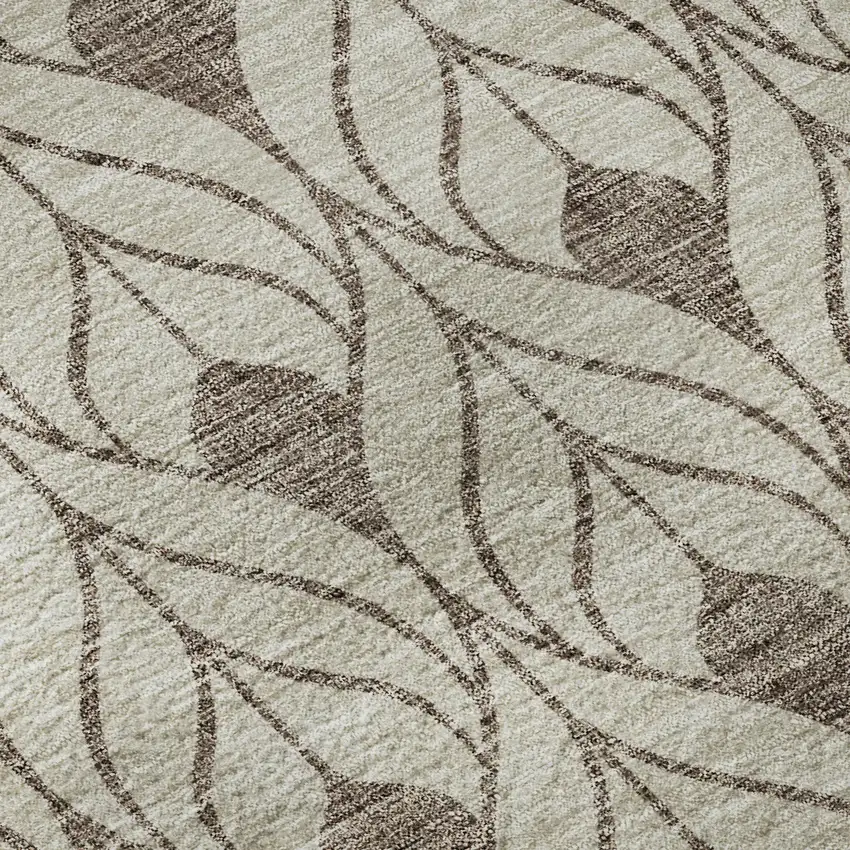 Brown And Beige Geometric Washable Area Rug With UV Protection Photo 9