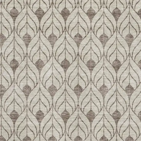 Brown And Beige Geometric Washable Area Rug With UV Protection Photo 2