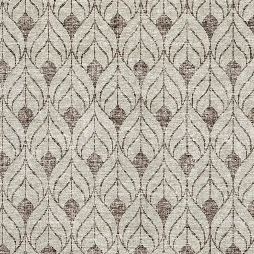 Brown And Beige Geometric Washable Area Rug With UV Protection Photo 2