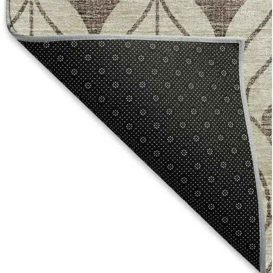 Brown And Beige Geometric Washable Area Rug With UV Protection Photo 6