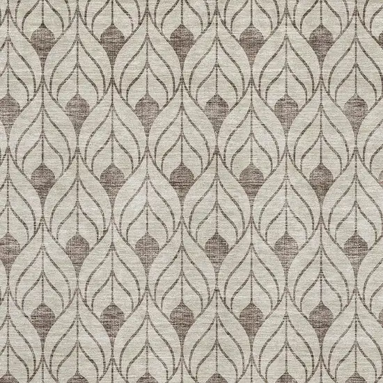 Brown And Beige Geometric Washable Area Rug With UV Protection Photo 2