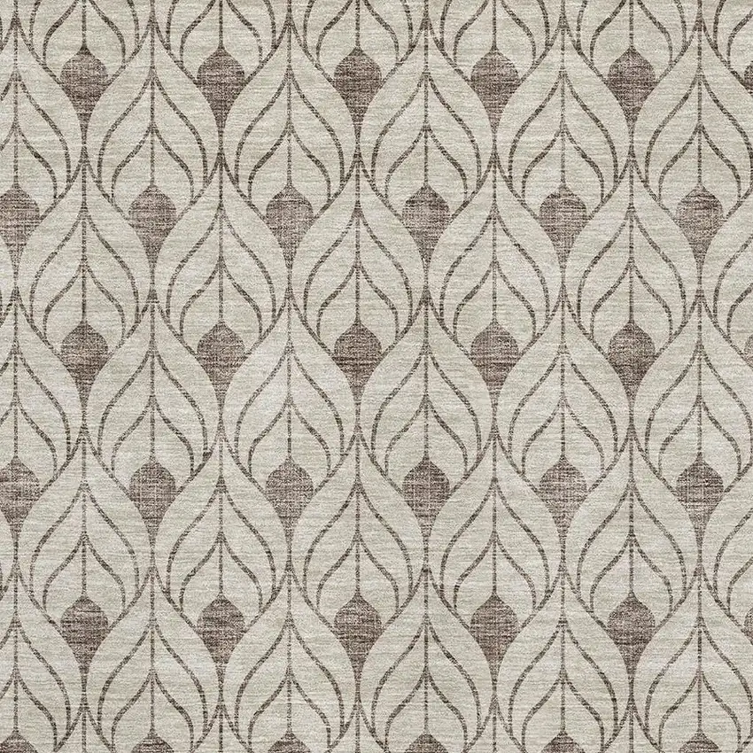 Brown And Beige Geometric Washable Area Rug With UV Protection Photo 2