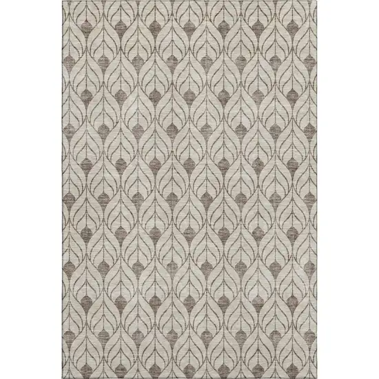 Brown And Beige Geometric Washable Area Rug With UV Protection Photo 1