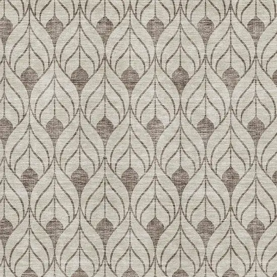 Brown And Beige Geometric Washable Area Rug With UV Protection Photo 2