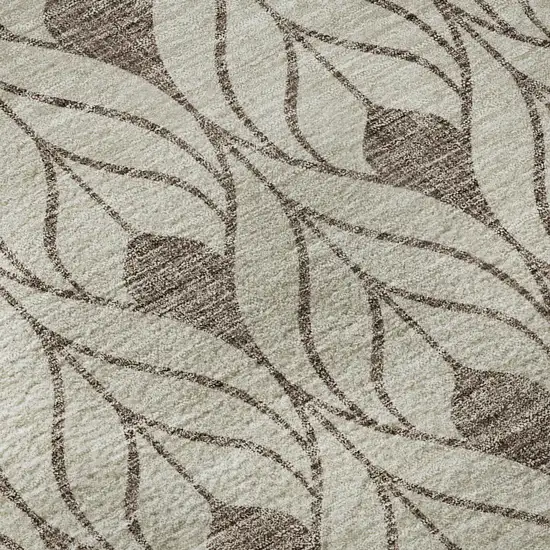 Brown And Beige Geometric Washable Area Rug With UV Protection Photo 9