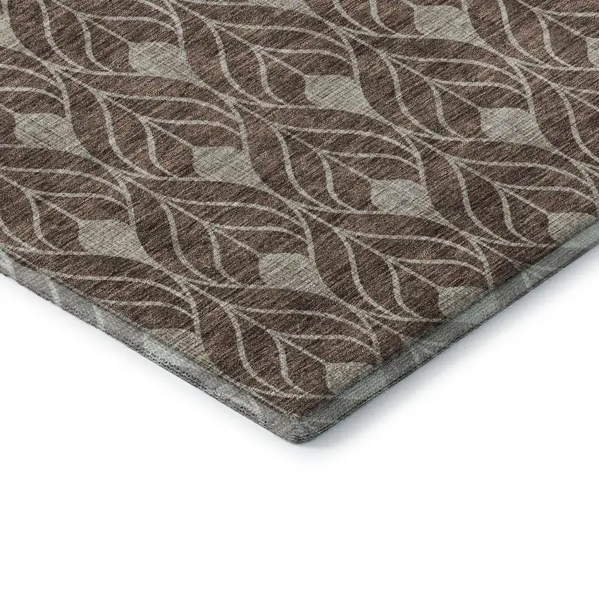 Brown And Beige Geometric Washable Area Rug With UV Protection Photo 6