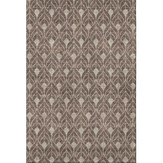 Brown And Beige Geometric Washable Area Rug With UV Protection Photo 3