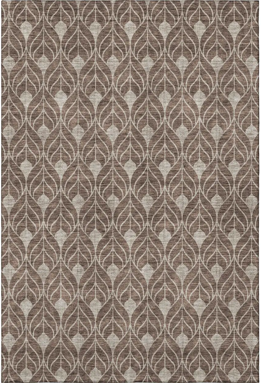 Brown And Beige Geometric Washable Area Rug With UV Protection Photo 3
