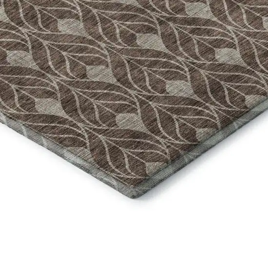 Brown And Beige Geometric Washable Area Rug With UV Protection Photo 7