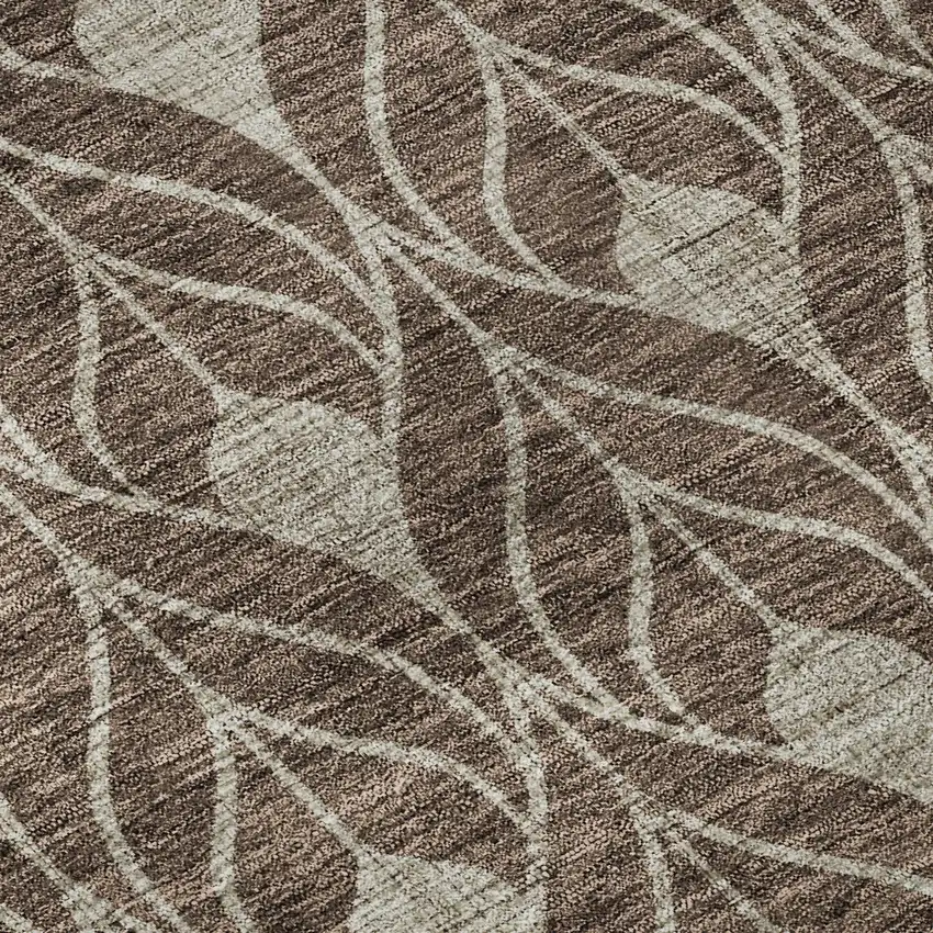 Brown And Beige Geometric Washable Area Rug With UV Protection Photo 9