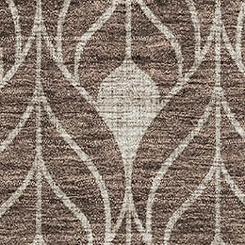 Brown And Beige Geometric Washable Area Rug With UV Protection Photo 2