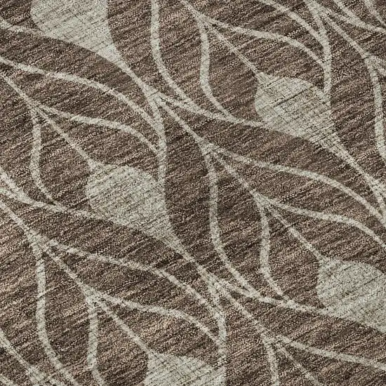 Brown And Beige Geometric Washable Area Rug With UV Protection Photo 9