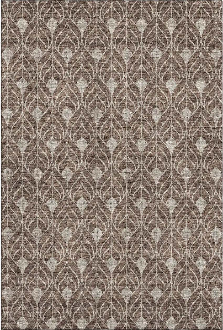 Brown And Beige Geometric Washable Area Rug With UV Protection Photo 1