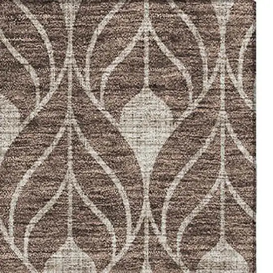 Brown And Beige Geometric Washable Area Rug With UV Protection Photo 3