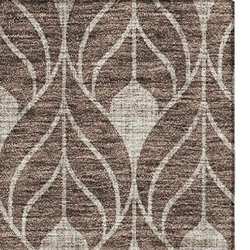 Brown And Beige Geometric Washable Area Rug With UV Protection Photo 3