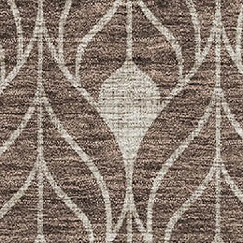 Brown And Beige Geometric Washable Area Rug With UV Protection Photo 2